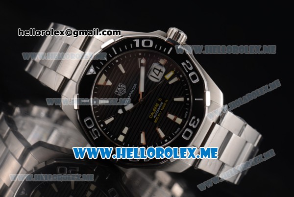 Tag Heuer Aquaracer Calibre 5 Swiss ETA 2824 Automatic Stainless Steel Case/Bracelet with Black Dial and Stick Markers - Click Image to Close